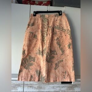 🌸 Steven Michaels Peach Floral Button Front Midi Skirt Made USA